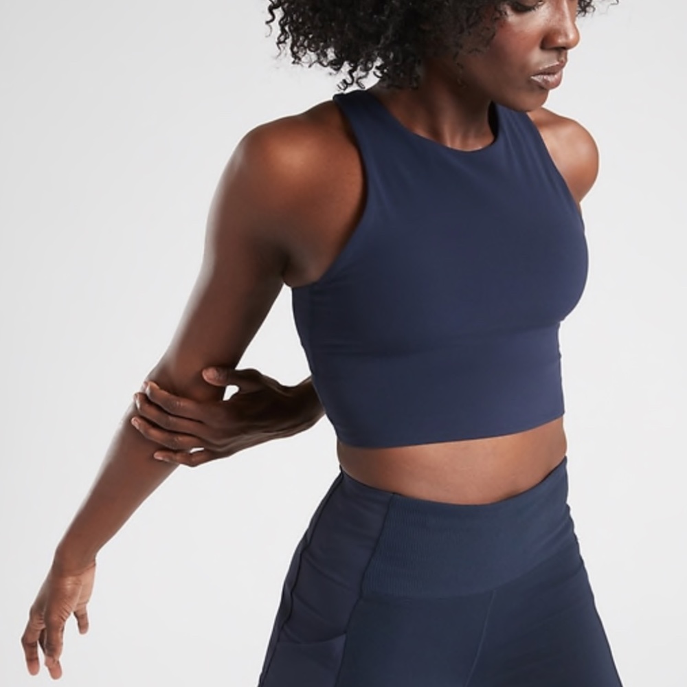 Athleta Navy High-Neck Cropped Tank